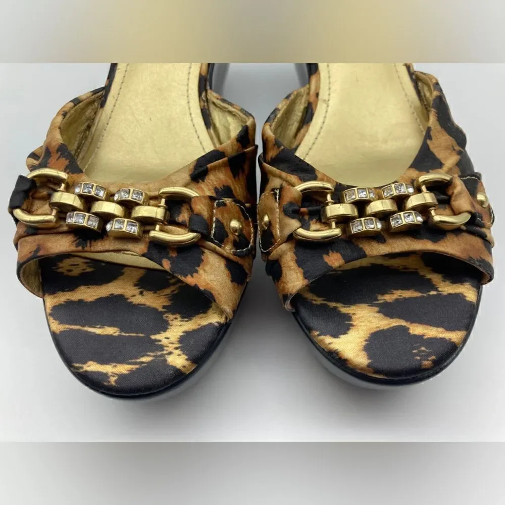 Guess Leopard Print Wedge Sandals Size 8,5M